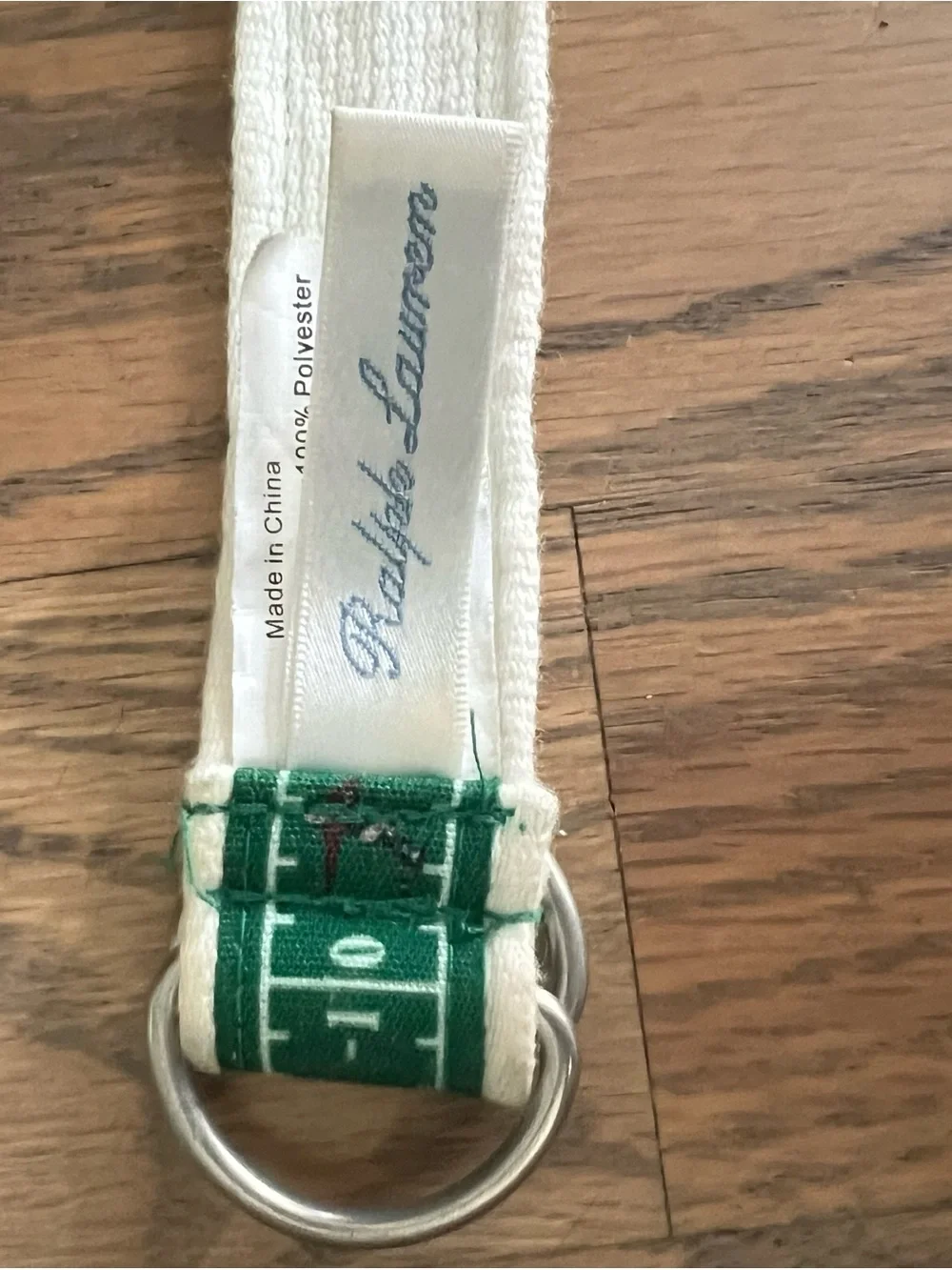 Ralph Lauren White Strap with Green Football Field Accent